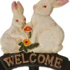WELCOME RABBIT CAST IRON GARDEN STAKE