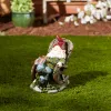 Solar Red Bird Rocking Chair Gnome - Outdoor Garden Decor with Solar Panel for Energy Efficiency