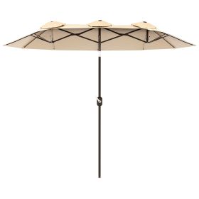 Outsunny Double-sided Patio Umbrella 9.5' Outdoor Market Umbrella with Push Button Tilt & Crank, 3 Air Vents & 12 Ribs, for Garden, Deck, Pool, B