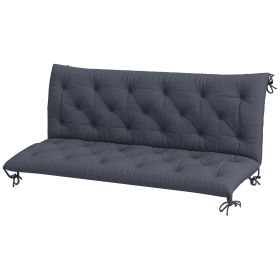 Outsunny Outdoor Bench Cushion Tufted 3-Seater for Swing Chair Patio Sofa Dark Gray