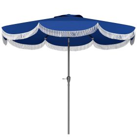 Outsunny 9FT Patio Umbrella, UPF 30+ Outdoor Market Umbrella with Crank, 8 Ribs, Push Button Tilt, Vented Patio Table Umbrella for Deck Backyard
