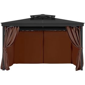Gazebo Privacy Curtain 10' x 10' x 6.9' Waterproof Gazebo Curtains Coffee