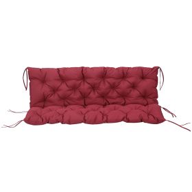 Outsunny Outdoor Bench Cushion Tufted 3-Seater for Swing Chair Patio Sofa Wine Red
