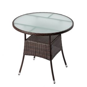 31.5" Patio Table for 4-Person, Outdoor Patio Wicker Round Dining Table