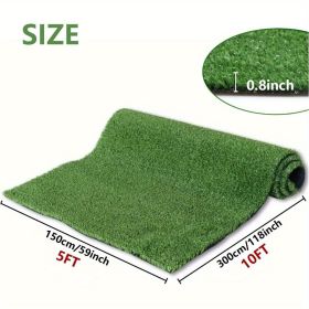 5ft x 10ft Premium Artificial Turf Mat with Drainage Holes. Thick Fake Grass with Rubber Backing, Ideal for Indoor/Outdoor Pet Areas, Garden, Law