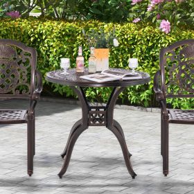 31.5" Cast Aluminum Table Patio Round Dining Table with Umbrella Hole