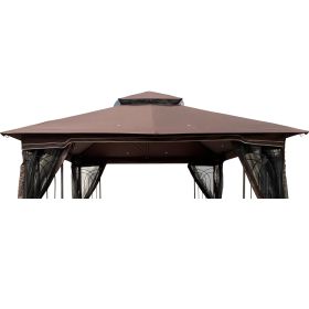 10x10 Ft Gazebo Replacement Canopy Top Cover Only UV Protection Water-Repellent Polyester Fabric Easy Installation Outdoor Patio Sun Shelter Roof