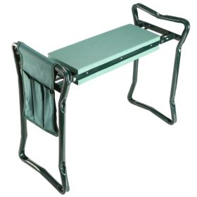 Foldable Garden Kneeler Seat With Kneeling Soft Cushion Pad Tools Pouch Portable Gardener (Option: Dark Green)