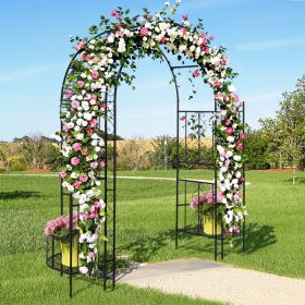 7ft Double-layer Curved Roof With Screen, Planting Frame, Black Wrought Iron Arch (Option: 7ft)
