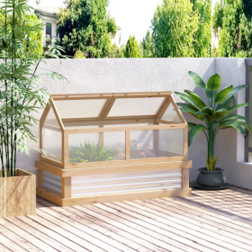 Outsunny Raised Garden Bed With Polycarbonate Greenhouse, Wooden Garden Cold Frame Greenhouse, Flower Planter Protection, 48 X 24 X 32, Natural (Option: Natural Wood)