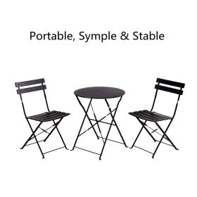 Round 2 Person - 23.6" Long Bistro Set (8 Colors Available) (Color: Black)