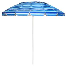 8 Feet Portable Beach Umbrella with Sand Anchor and Tilt Mechanism (Color: Navy)