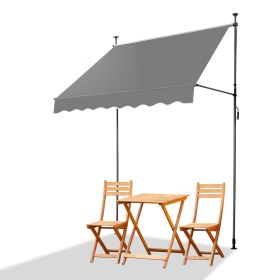 Support Canopy Polyester Fabric Aluminum Iron Frame Retractable Adjustable Shade Shelter Outdoor Sun Protection Portable Durable Lightweight for (Color: Gray, size: 200*120*(200-300) cm)