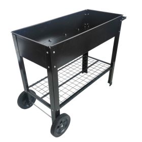 Mobile Metal Raised Garden Bed Cart With Legs, Elevated Tall Planter Box With Wheels For Outdoor Indoors House Patio  Vegetables Tomato DIY Herb (Color: Black)