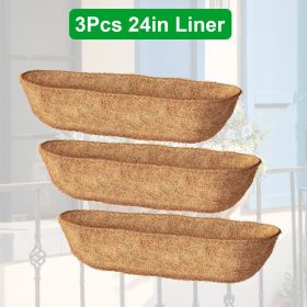 3Pcs Trough Coco Liners For Planters Coconut Coir Planter For Window Box Hanging Trough Basket Half Moon Planter Liner Replacement For Garden Fen (Option: 3Pcs-24in)